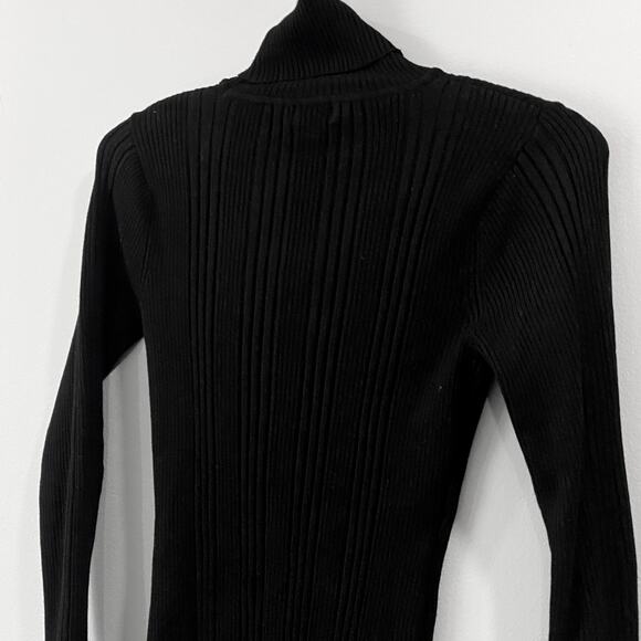Grane Black Ribbed Turtleneck Sweater Long Sleeve Fitted Top Size L - Picture 5 of 8